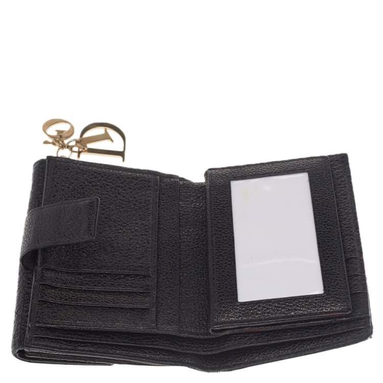 Pre Owned Dior Black Leather Lady Dior Wallet