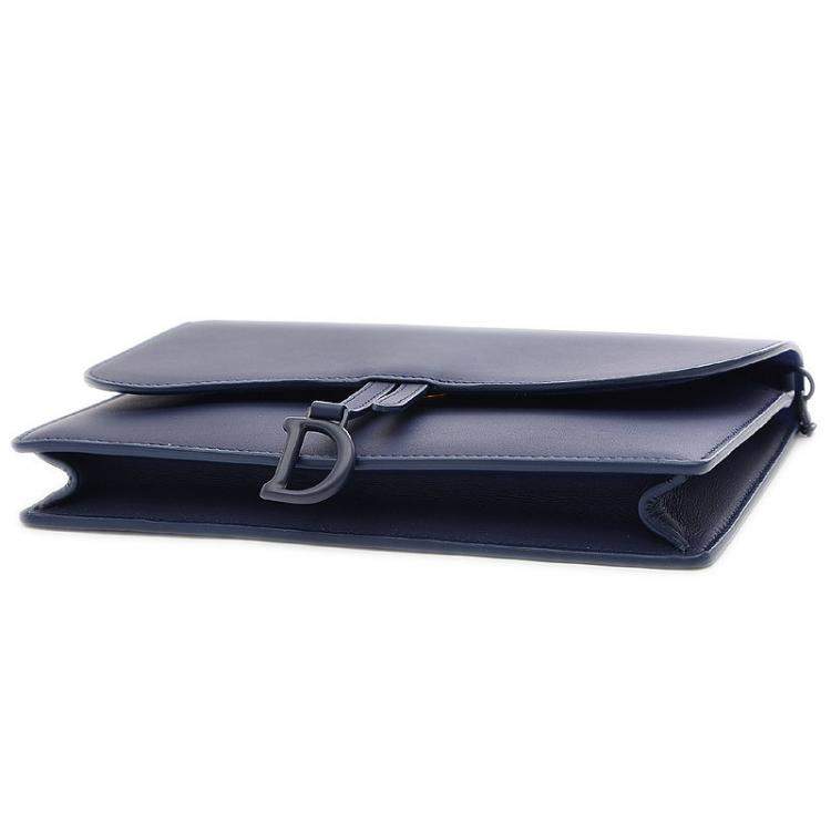 Pre Owned Dior Navy Blue Leather Saddle Shoulder Bag 