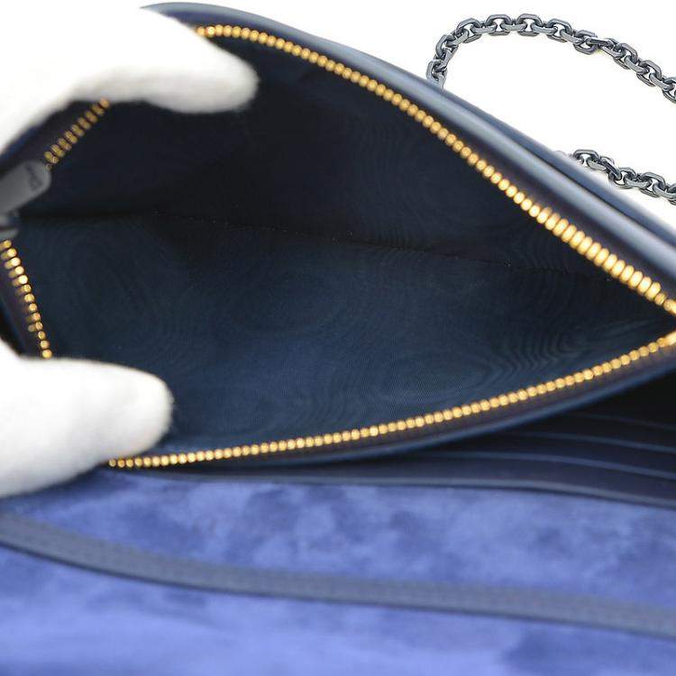 Pre Owned Dior Navy Blue Leather Saddle Shoulder Bag 