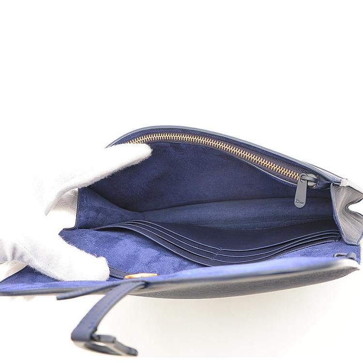 Pre Owned Dior Navy Blue Leather Saddle Shoulder Bag 