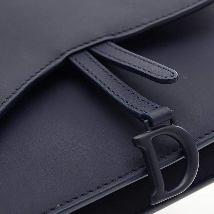 Pre Owned Dior Navy Blue Leather Saddle Shoulder Bag 