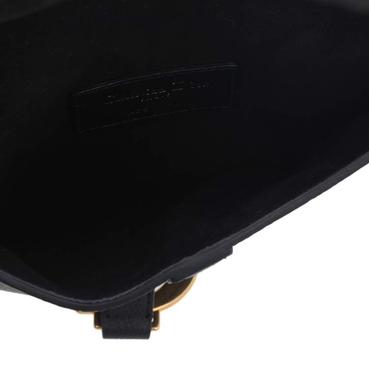 Pre Owned Dior Black Leather Saddle Belt Bag