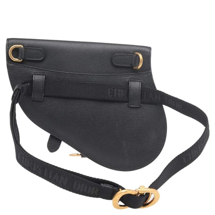 Pre Owned Dior Black Leather Saddle Belt Bag