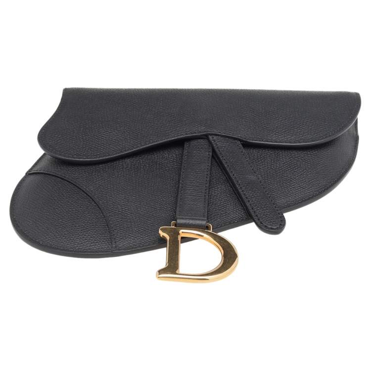Pre Owned Dior Black Leather Saddle Belt Bag