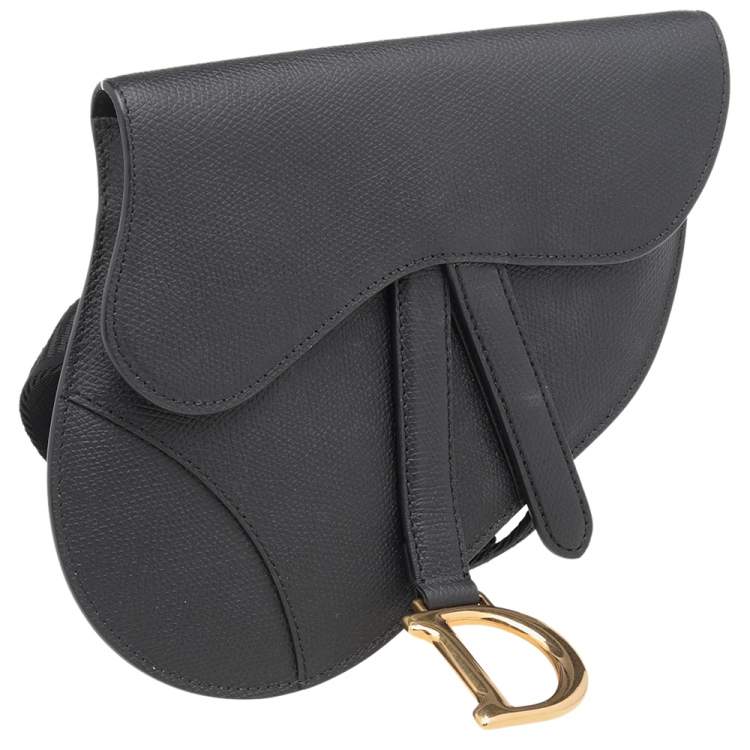 Pre Owned Dior Black Leather Saddle Belt Bag