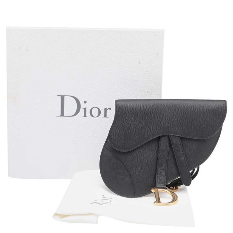 Pre Owned Dior Black Leather Saddle Belt Bag