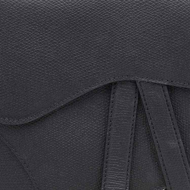 Pre Owned Dior Black Leather Saddle Belt Bag