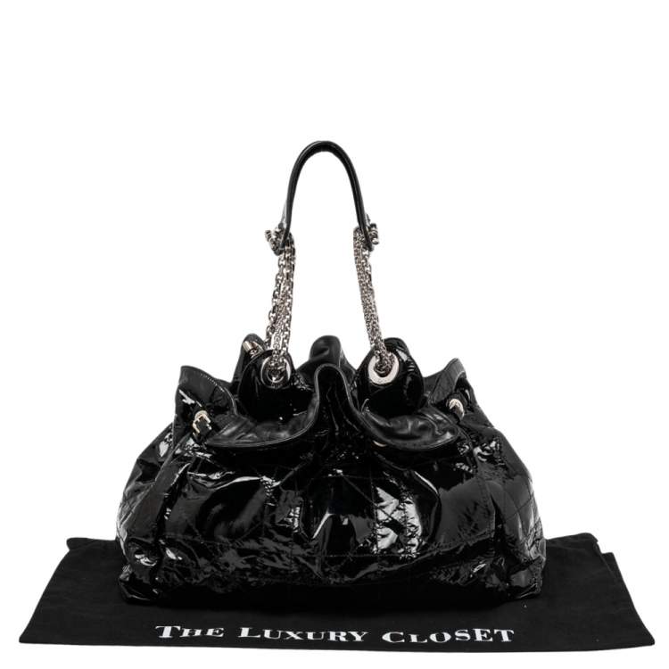 Pre Owned Dior Black Cannage Patent Leather Le Trente Hobo