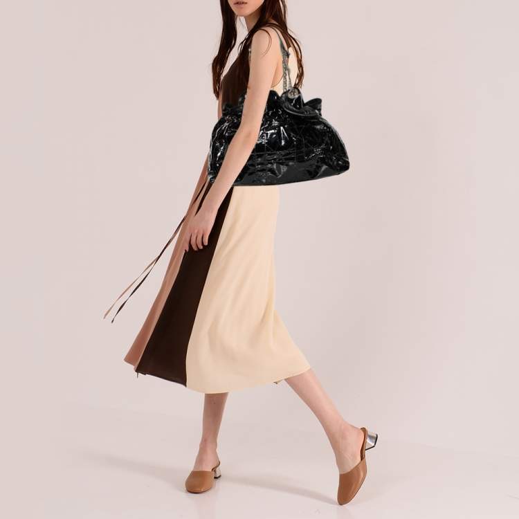 Pre Owned Dior Black Cannage Patent Leather Le Trente Hobo