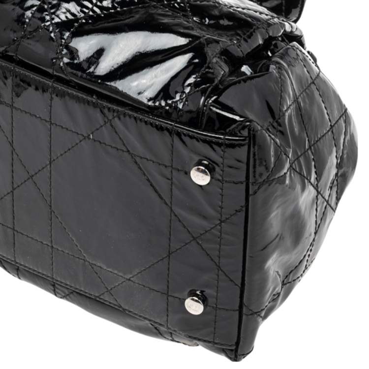 Pre Owned Dior Black Cannage Patent Leather Le Trente Hobo