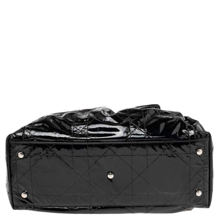 Pre Owned Dior Black Cannage Patent Leather Le Trente Hobo