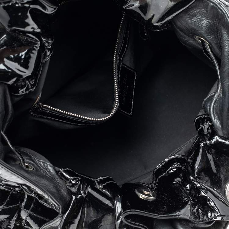 Pre Owned Dior Black Cannage Patent Leather Le Trente Hobo