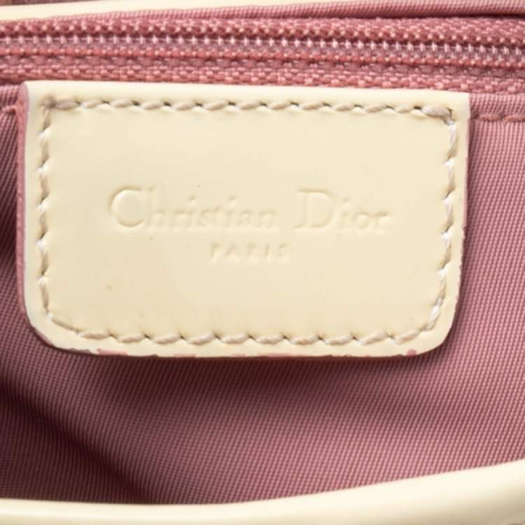 Pre Owned Dior Beige/Pink Floral Oblique Canvas Saddle Bag