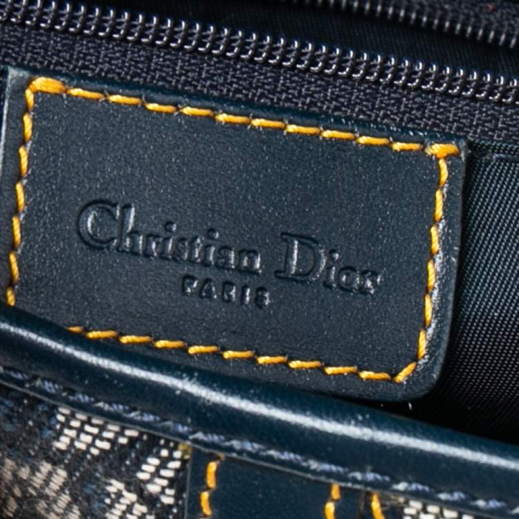 Pre Owned Dior Blue Oblique Canvas and Leather Saddle Bag