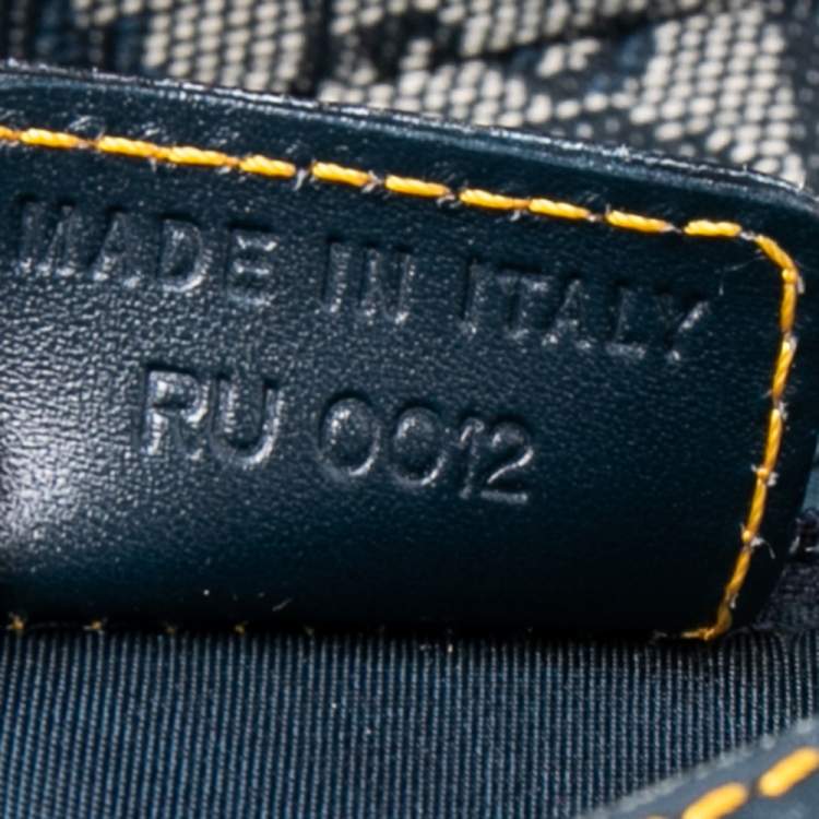 Pre Owned Dior Blue Oblique Canvas and Leather Saddle Bag