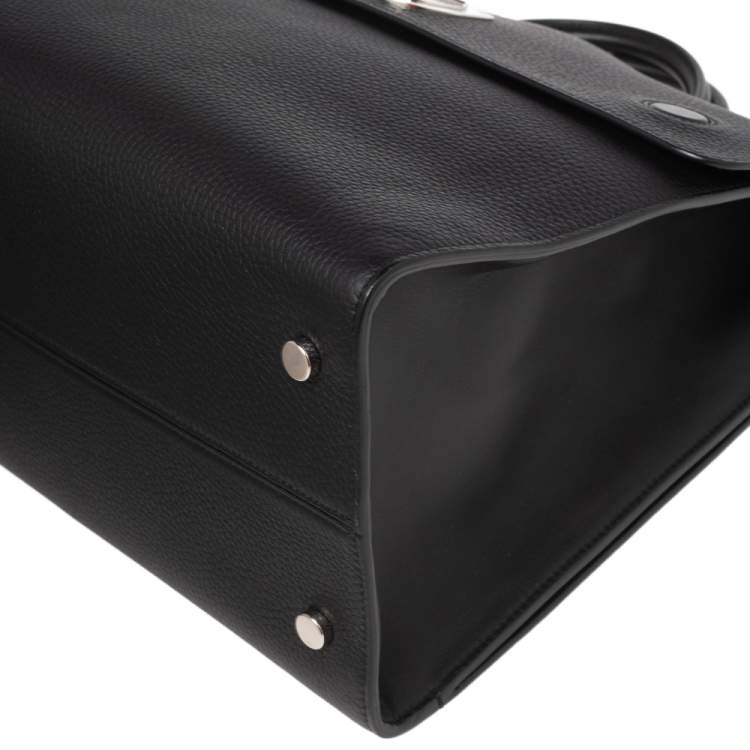 Pre Owned Dior Black Leather Large Diorever Top Handle Bag