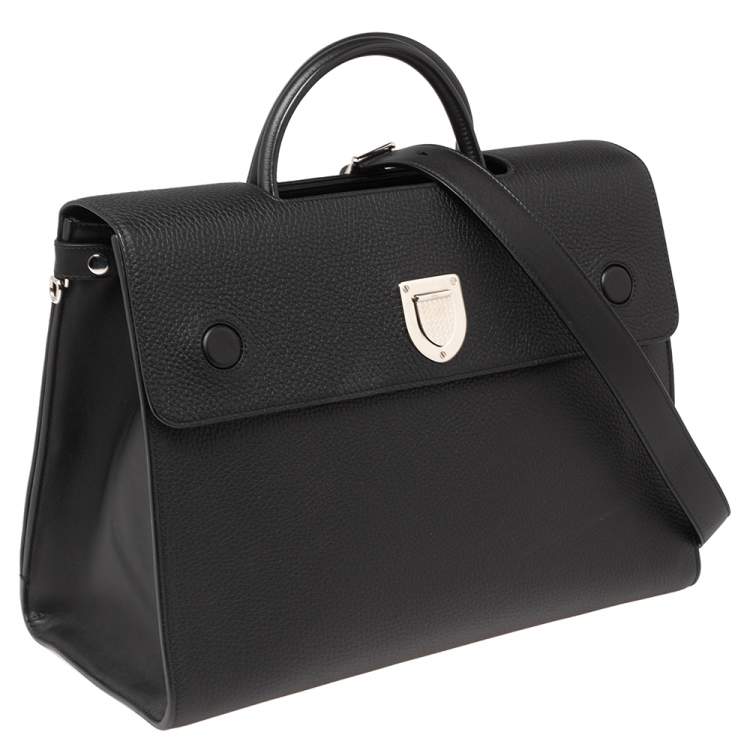 Pre Owned Dior Black Leather Large Diorever Top Handle Bag