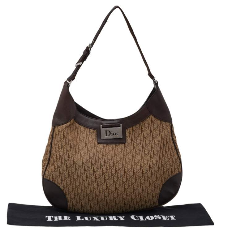 Pre Owned Dior Beige/Brown Diorissimo Canvas And Leather Oblique Hobo