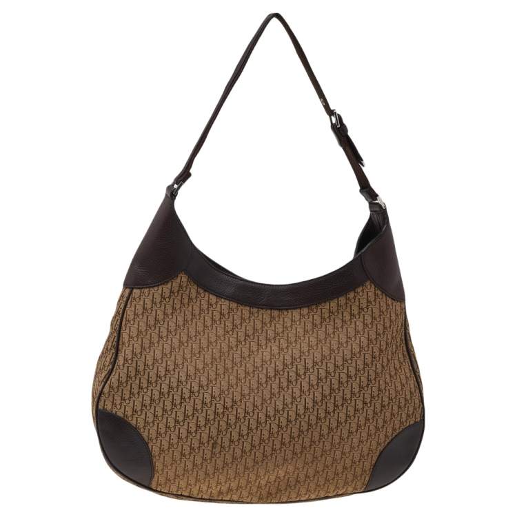 Pre Owned Dior Beige/Brown Diorissimo Canvas And Leather Oblique Hobo