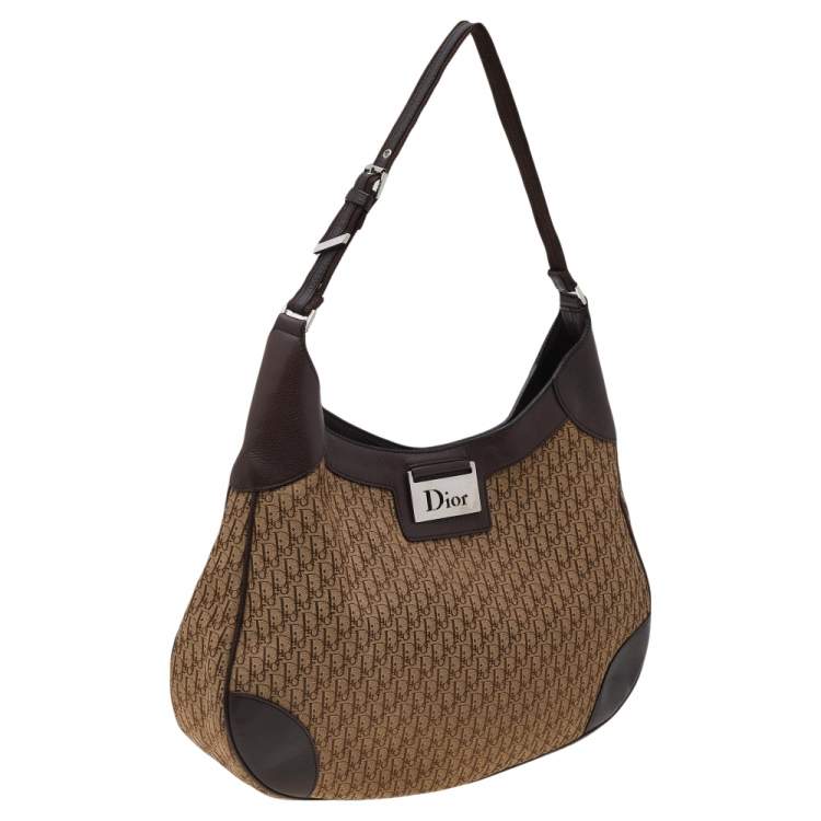 Pre Owned Dior Beige/Brown Diorissimo Canvas And Leather Oblique Hobo