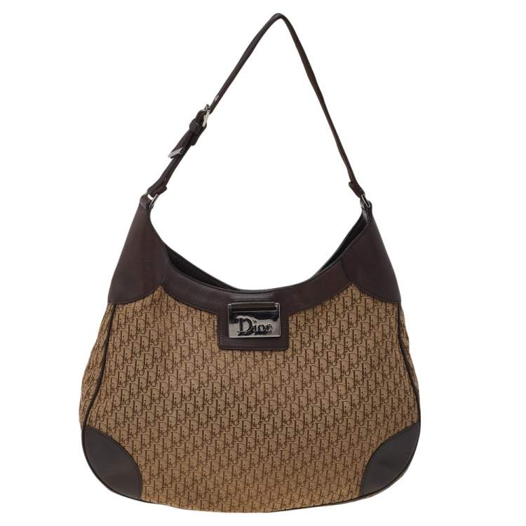 Pre Owned Dior Beige/Brown Diorissimo Canvas And Leather Oblique Hobo