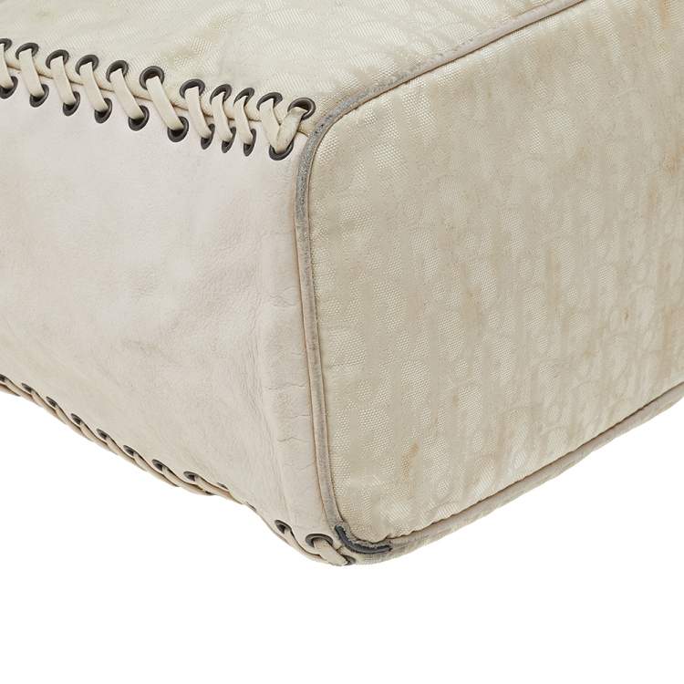 Pre Owned Dior Cream Oblique Canvas And Leather Ethnic Hobo