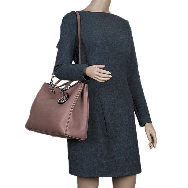 Pre Owned Dior Light Brown Leather Large Diorissimo Shopper Tote