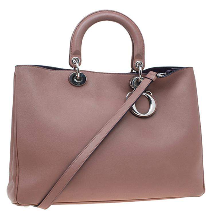 Pre Owned Dior Light Brown Leather Large Diorissimo Shopper Tote