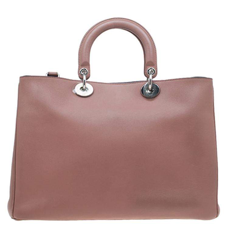 Pre Owned Dior Light Brown Leather Large Diorissimo Shopper Tote