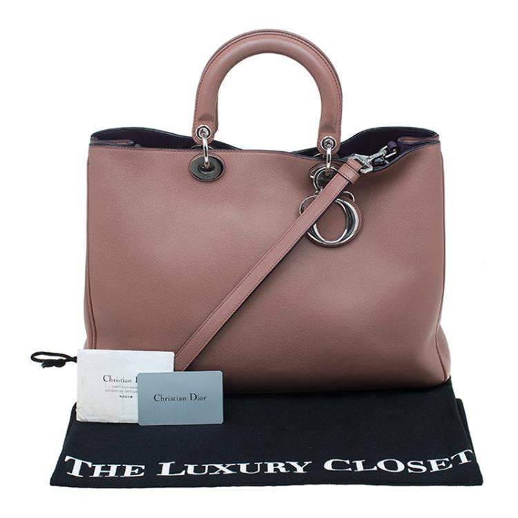 Pre Owned Dior Light Brown Leather Large Diorissimo Shopper Tote