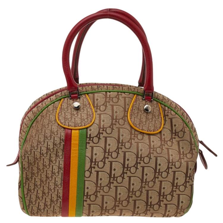 Pre Owned Dior Mulitcolor Trotter Canvas And Leather Rasta Bowler Bag