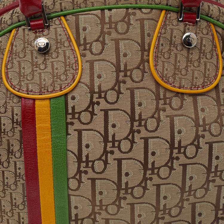 Pre Owned Dior Mulitcolor Trotter Canvas And Leather Rasta Bowler Bag