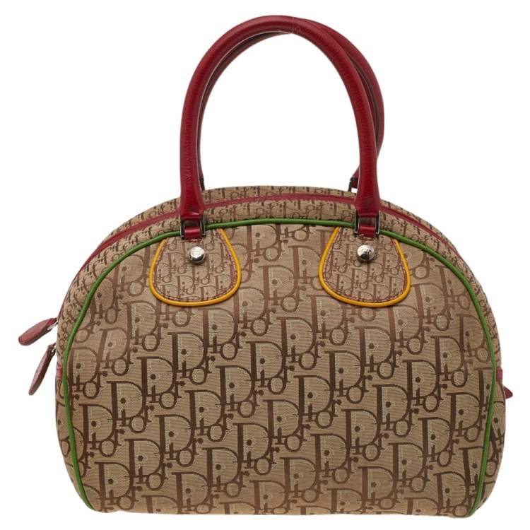 Pre Owned Dior Mulitcolor Trotter Canvas And Leather Rasta Bowler Bag
