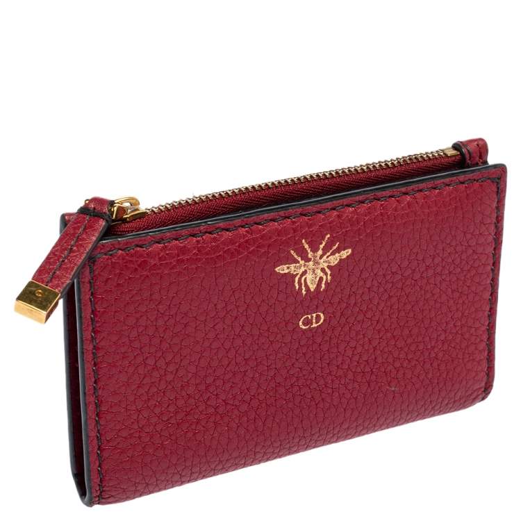 Pre Owned Dior Red Leather D Bee Bifold Wallet