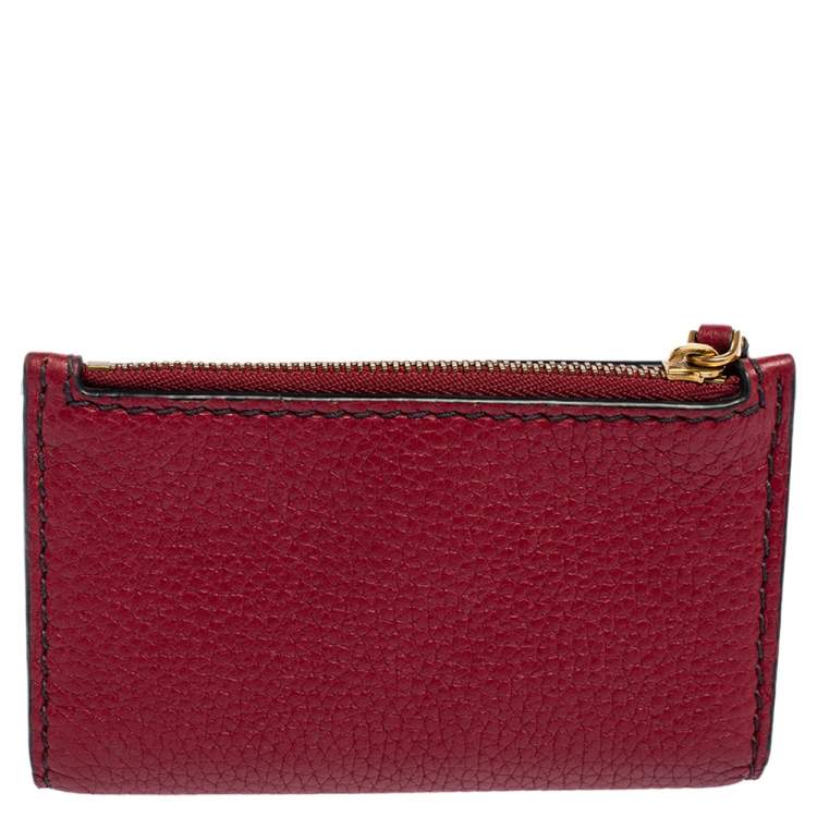 Pre Owned Dior Red Leather D Bee Bifold Wallet