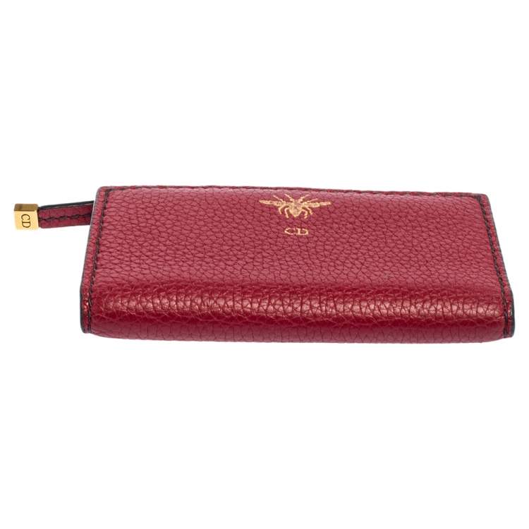 Pre Owned Dior Red Leather D Bee Bifold Wallet