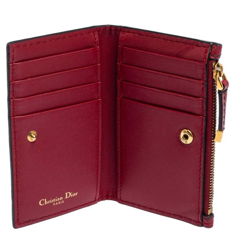 Pre Owned Dior Red Leather D Bee Bifold Wallet