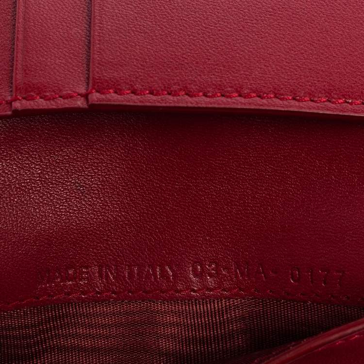 Pre Owned Dior Red Leather D Bee Bifold Wallet