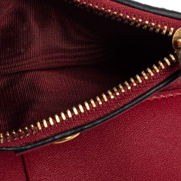 Pre Owned Dior Red Leather D Bee Bifold Wallet