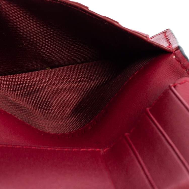 Pre Owned Dior Red Leather D Bee Bifold Wallet