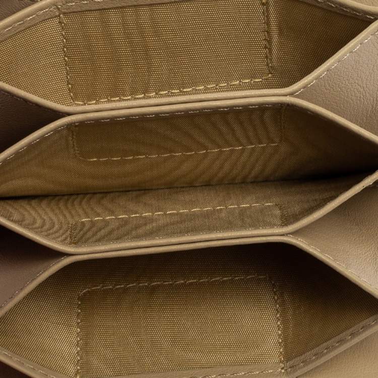 Pre Owned Dior Beige Cannage Patent Leather And Leather Lady Dior 5 Gusset Card Holder