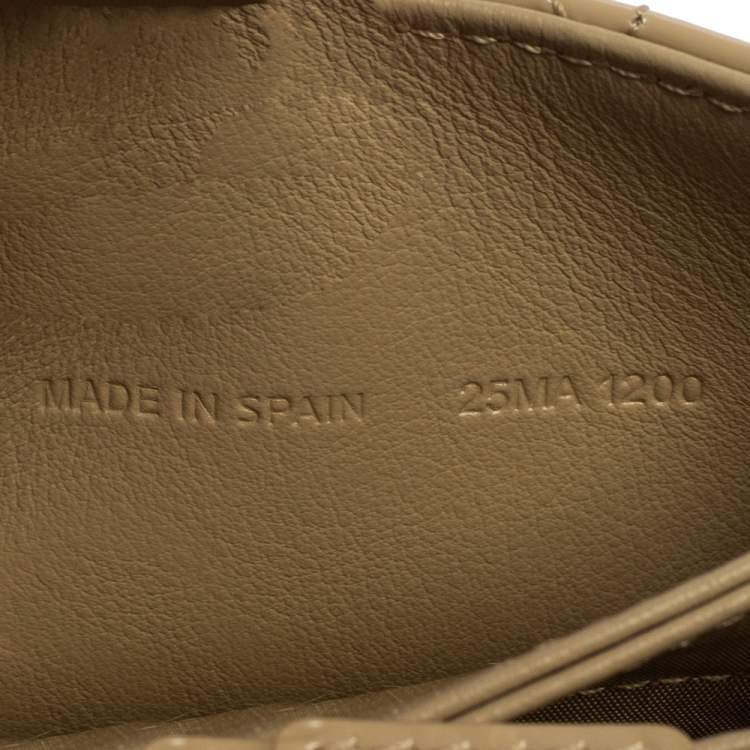 Pre Owned Dior Beige Cannage Patent Leather And Leather Lady Dior 5 Gusset Card Holder