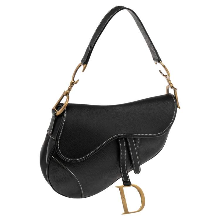 Pre Owned Dior Black Leather Saddle Bag