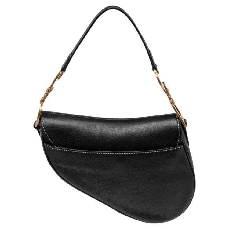 Pre Owned Dior Black Leather Saddle Bag