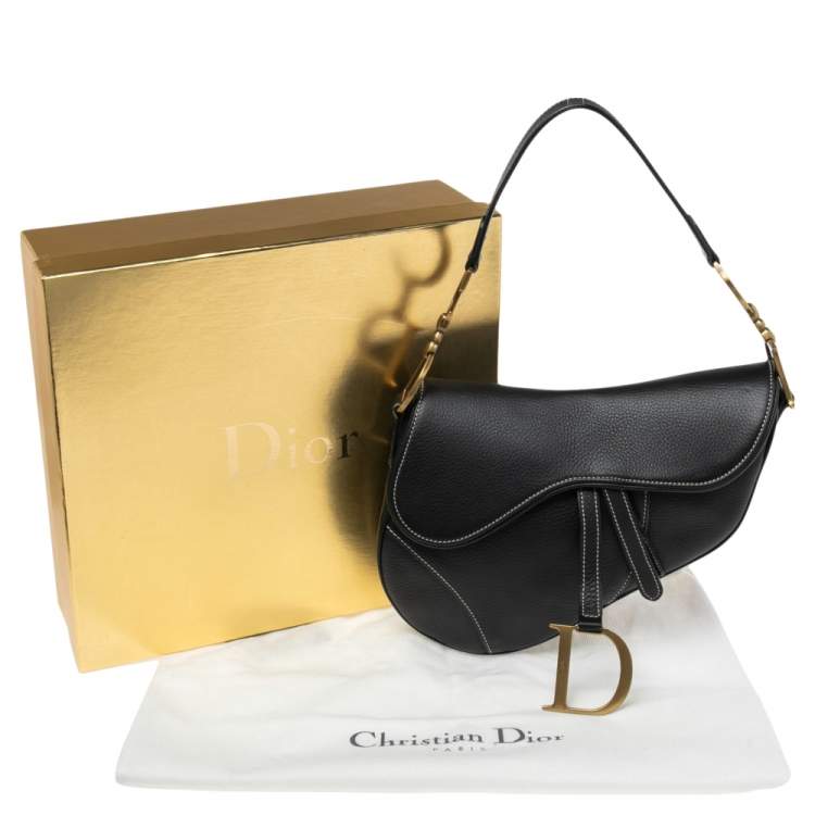 Pre Owned Dior Black Leather Saddle Bag