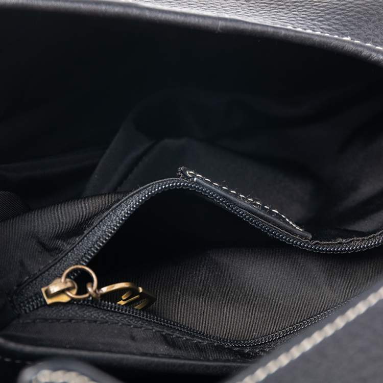 Pre Owned Dior Black Leather Saddle Bag
