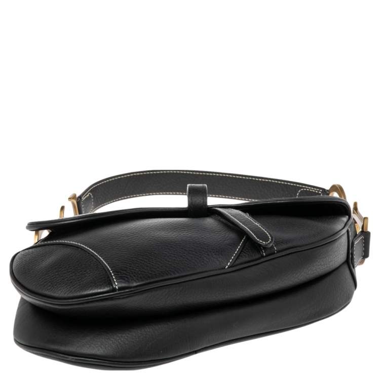 Pre Owned Dior Black Leather Saddle Bag