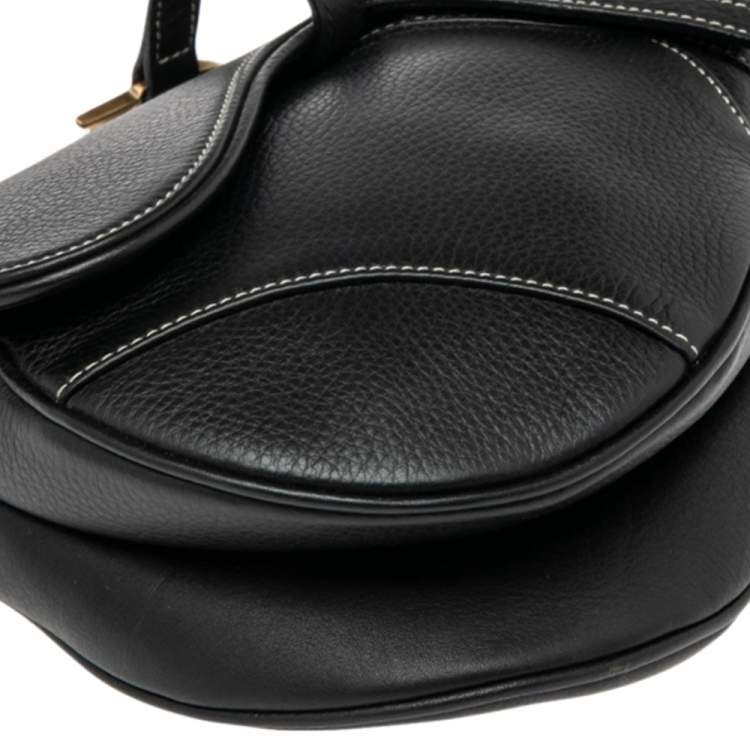 Pre Owned Dior Black Leather Saddle Bag