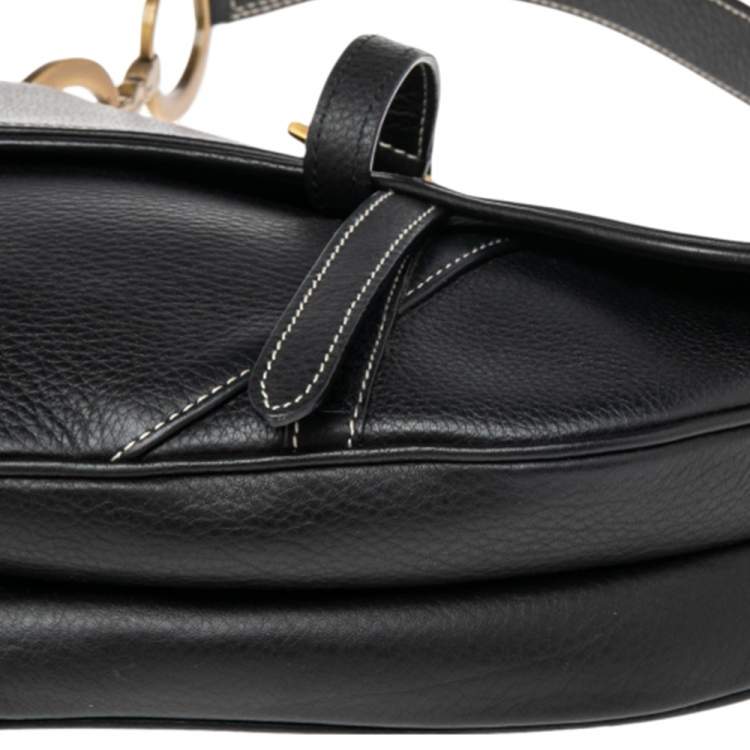 Pre Owned Dior Black Leather Saddle Bag