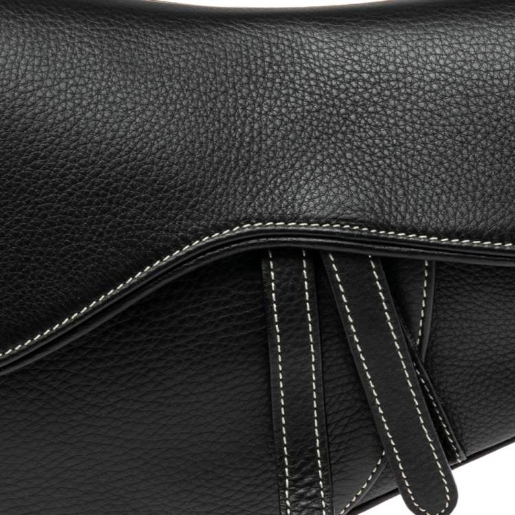 Pre Owned Dior Black Leather Saddle Bag